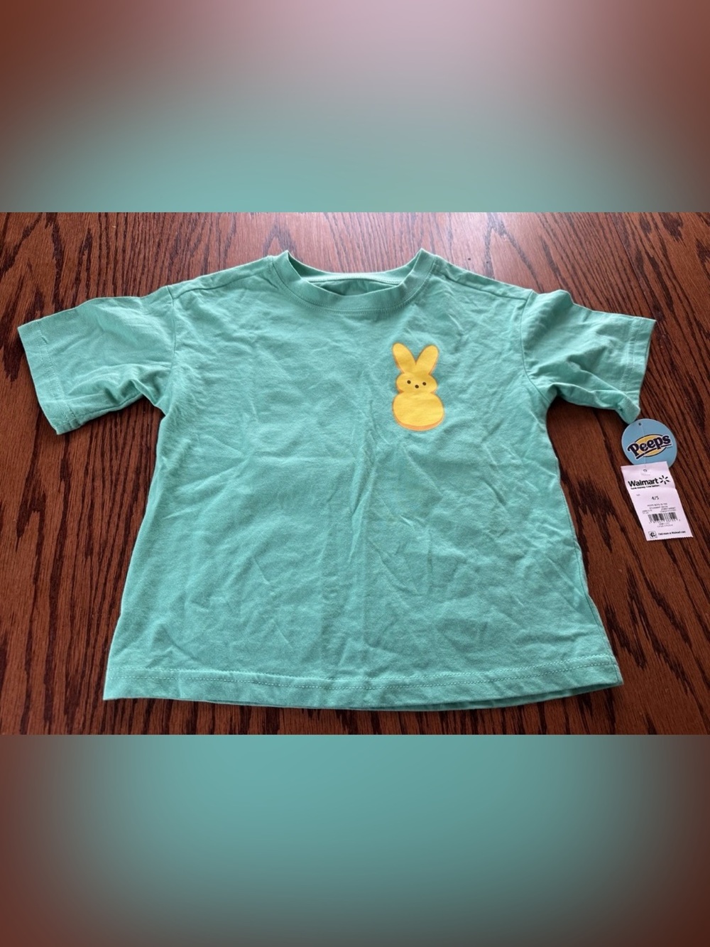 NWT Boys 4/5 Peeps Easter Short Sleeve Tee Shirt Tshirt Where My At mint green
